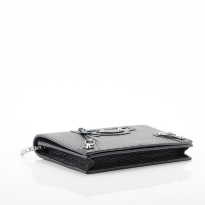 Balenciaga Grained Calfskin Classic Silver Hardware Wallet on Chain Black 4 of 7
