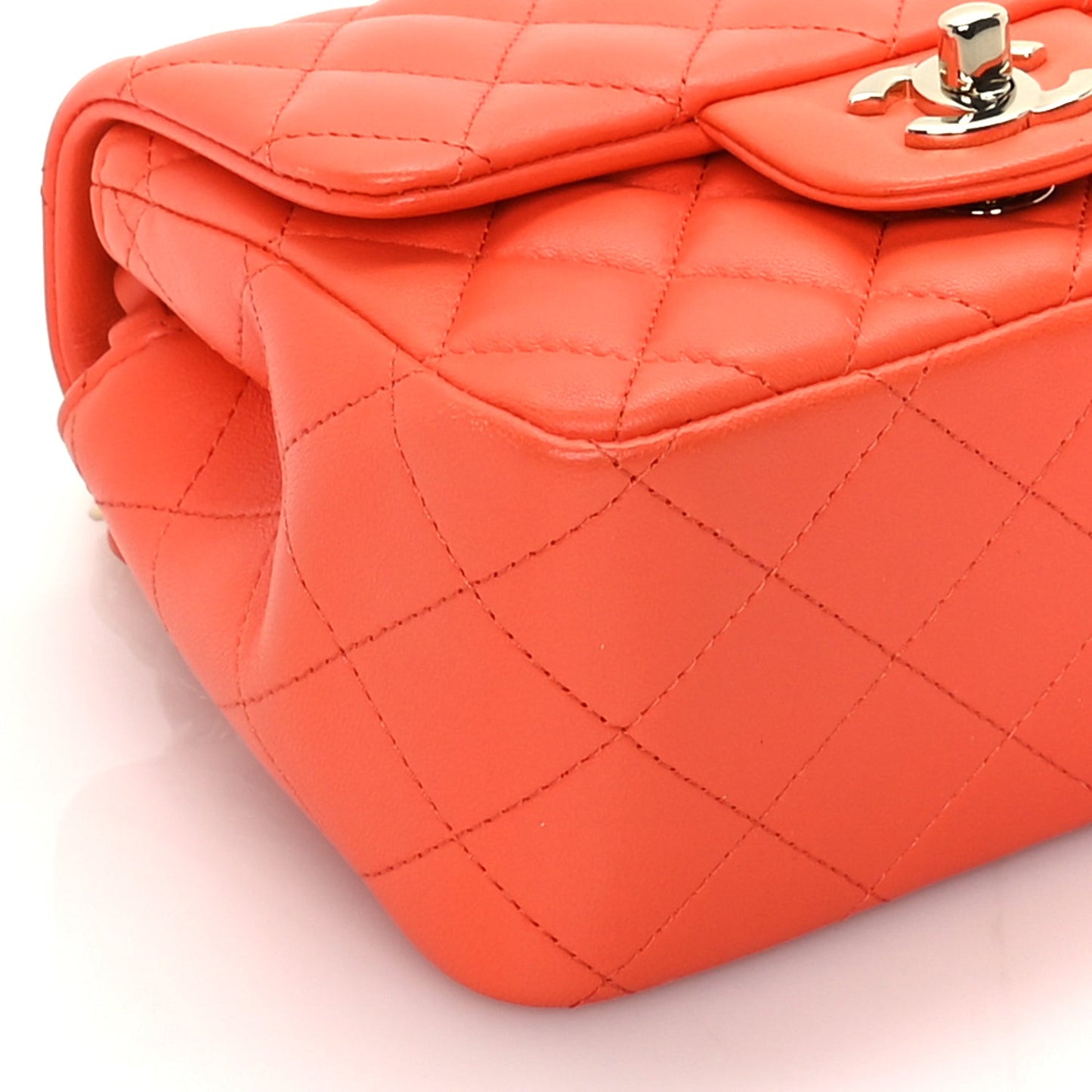 Lambskin Quilted Mini Square Flap Orange