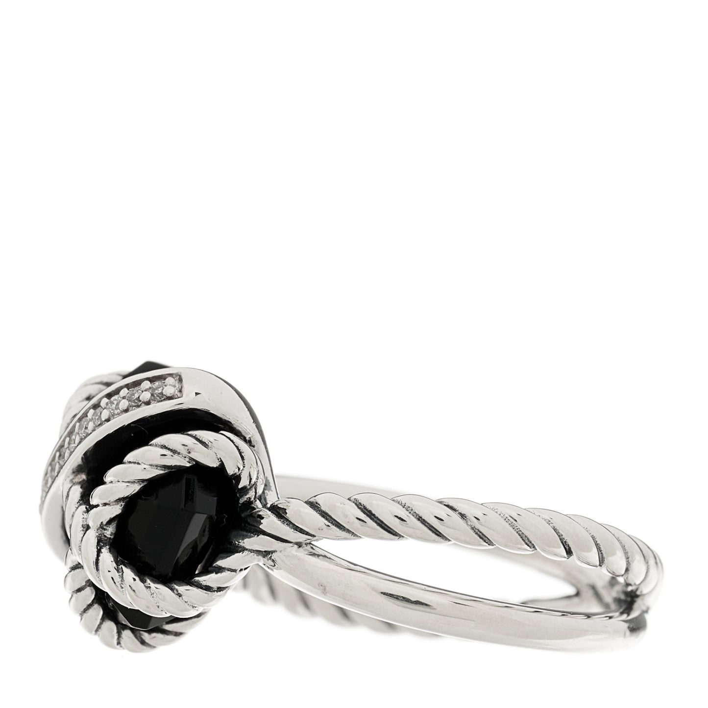 Sterling Silver Diamond Black Onyx 10mm Cable Wrap Ring 48 4.5