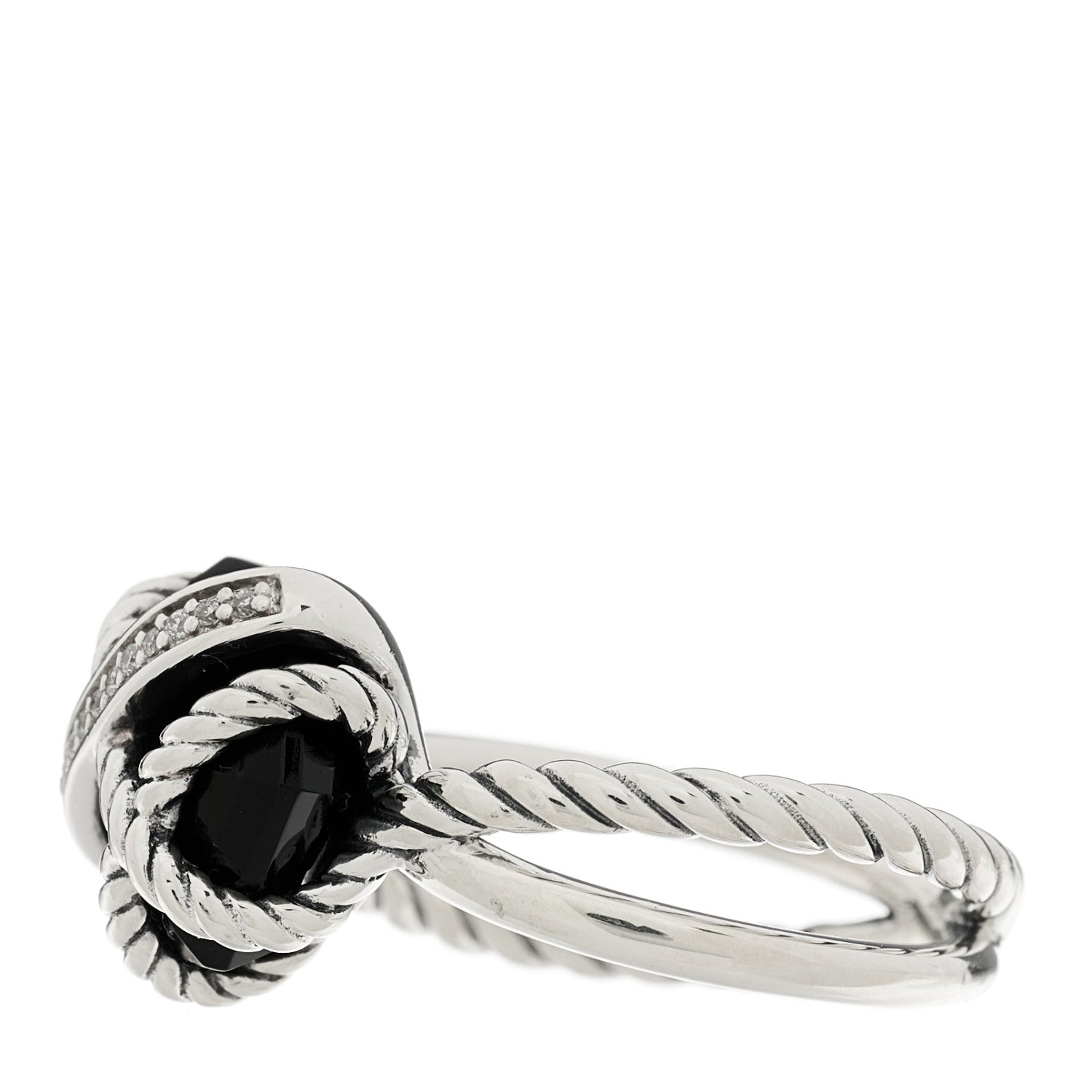 David Yurman Sterling Silver Diamond Black Onyx 10mm Cable Wrap Ring 48 4.5 3 of 5