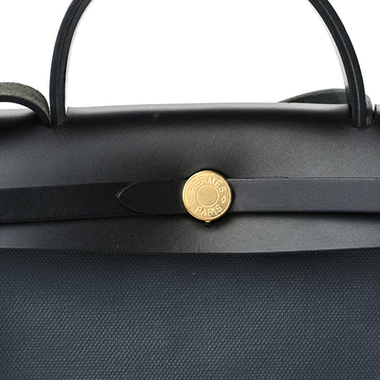 Hermes Toile H Berline Vache Hunter Herbag Zip PM  Black Bleu Nuit 6 of 8