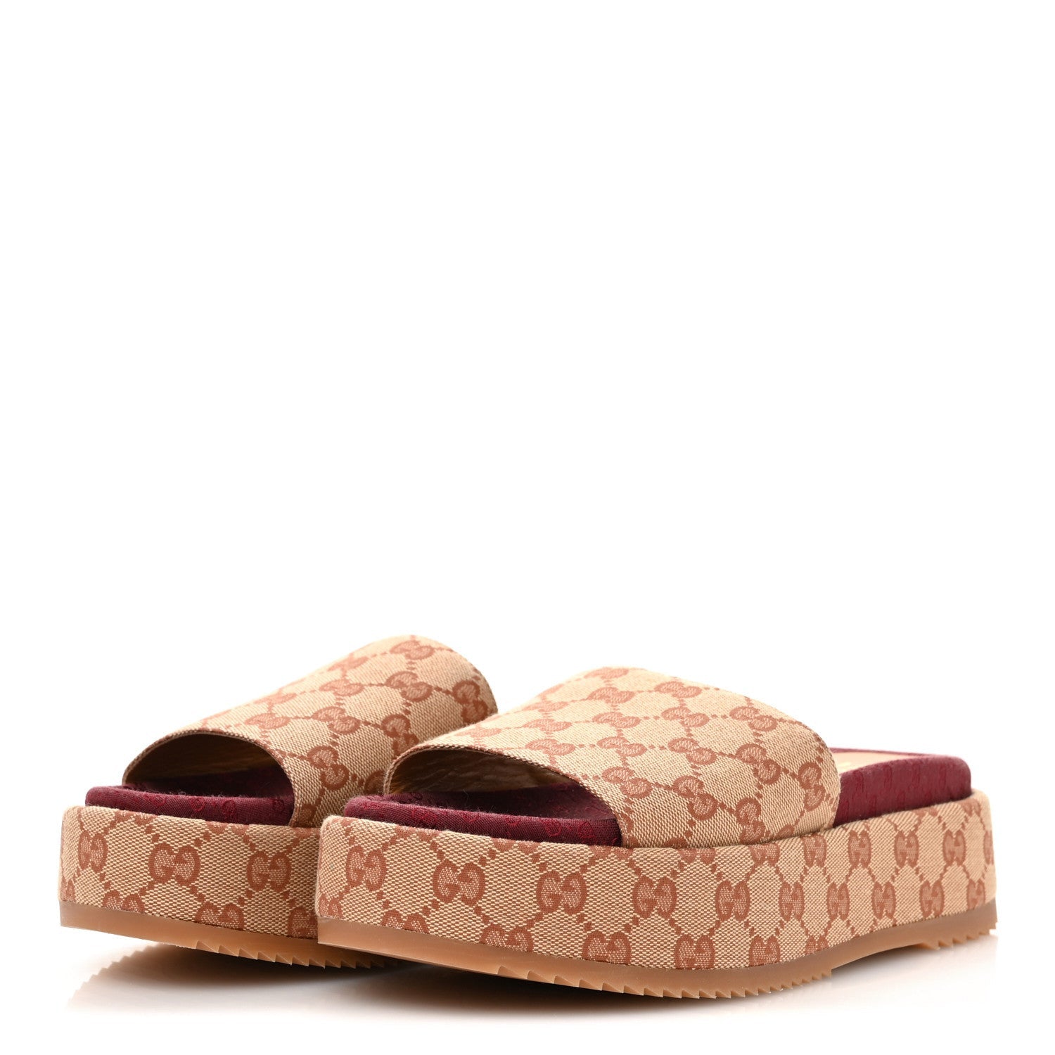 Gucci Canvas GG Monogram Angelina Platform Slide Sandals 40 Beige Ruggine 4 of 7