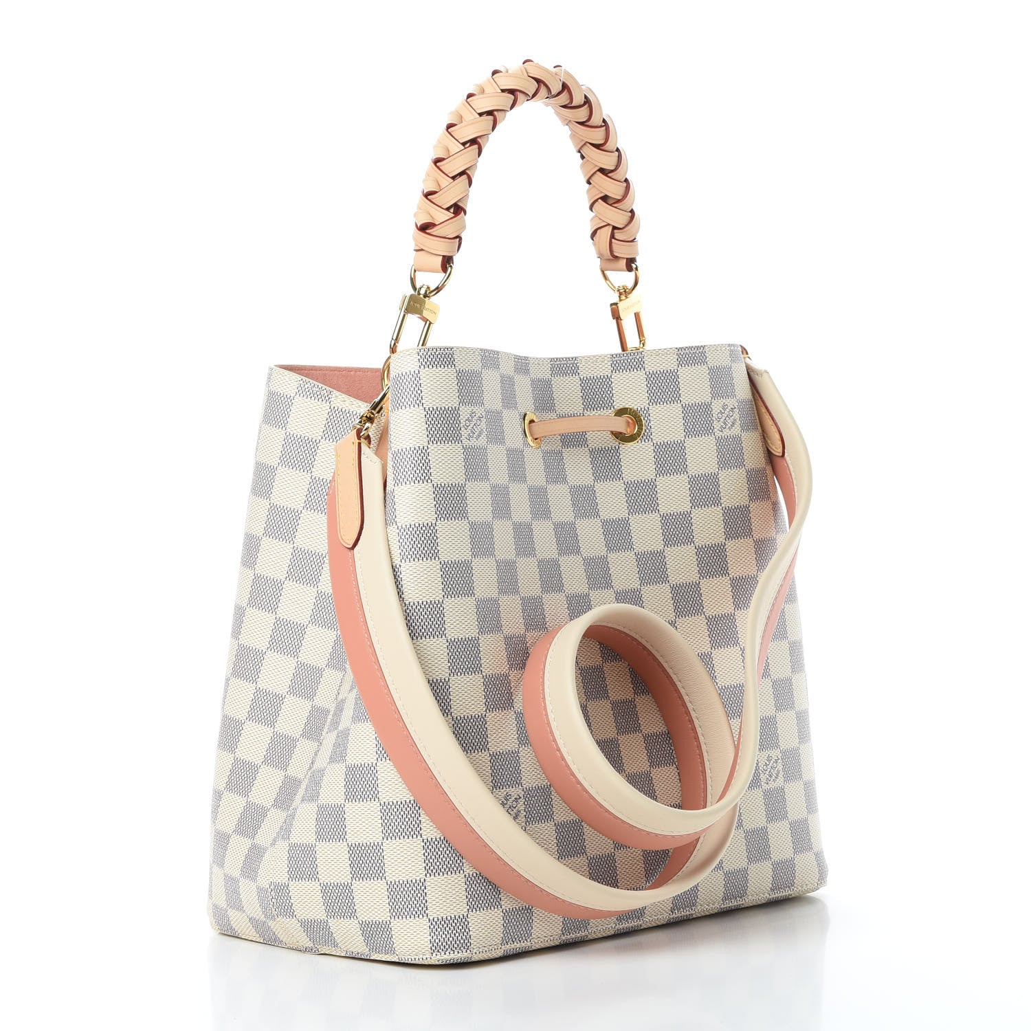 Louis Vuitton Damier Azur Braided Neonoe MM Peach Cream 3 of 12