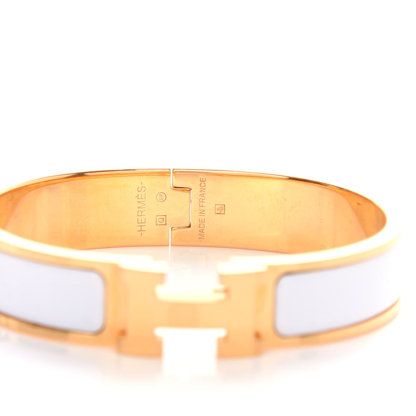 Enamel Narrow Clic Clac H Bracelet PM White