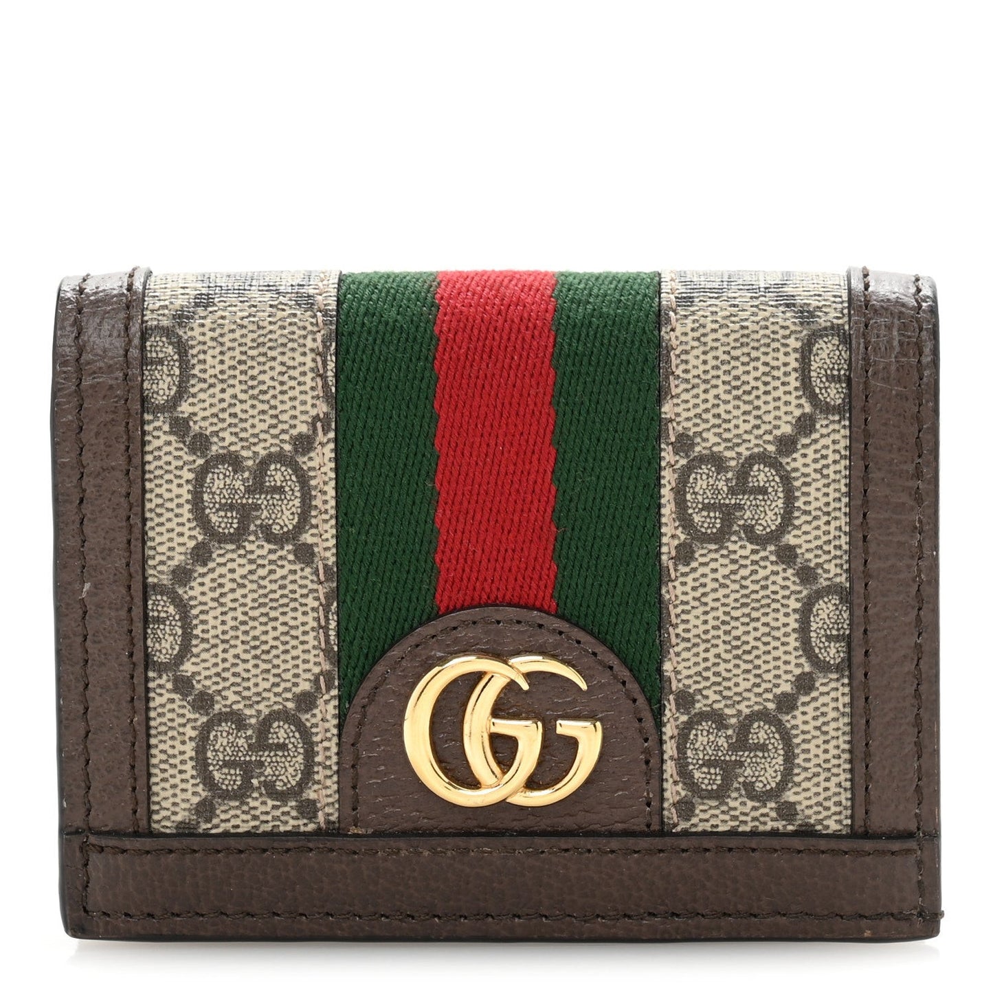 GG Supreme Monogram Web Ophidia Card Case Beige New Acero
