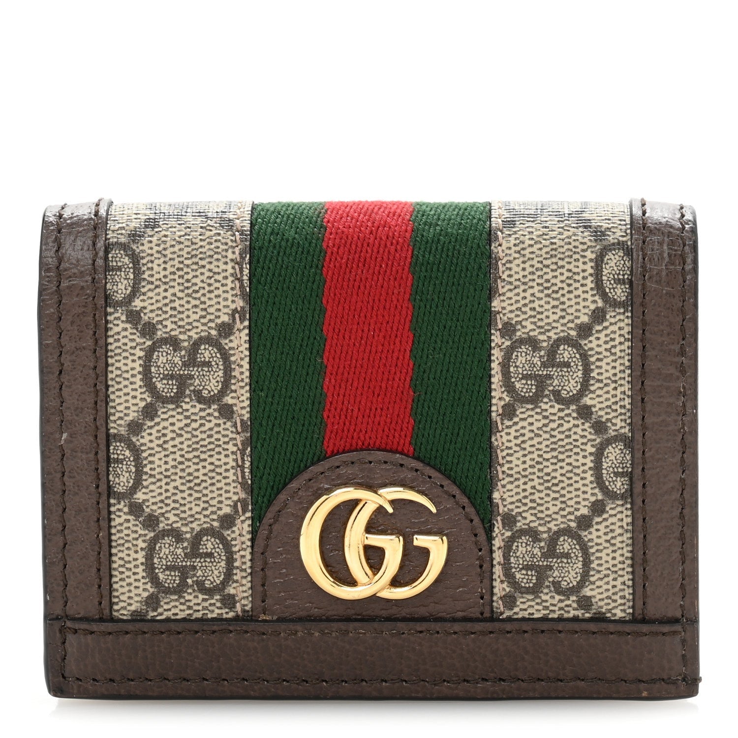 Gucci GG Supreme Monogram Web Ophidia Card Case Beige New Acero 1 of 7