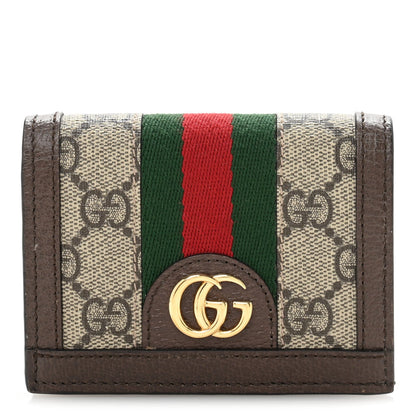 Gucci GG Supreme Monogram Web Ophidia Card Case Beige New Acero 1 of 7