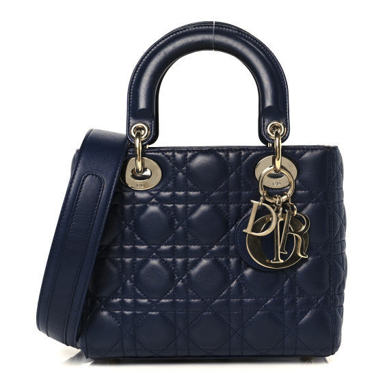 Lambskin Cannage Small Lucky Badges My Lady Dior Navy
