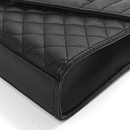 Saint Laurent Grain De Poudre Textured Mixed Matelasse Triquilt Medium Monogram Satchel Black 7 of 8