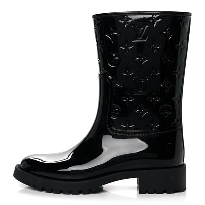 Louis Vuitton Rubber Embossed Monogram Drops Flat Half Boots 41 Black 1 of 8