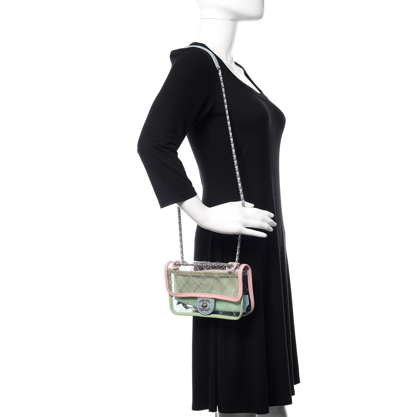 Lambskin PVC Quilted Mini Coco Splash Flap Blue Green