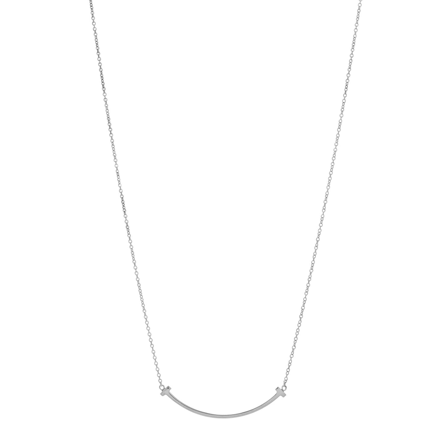 Sterling Silver Small T Smile Pendant Necklace