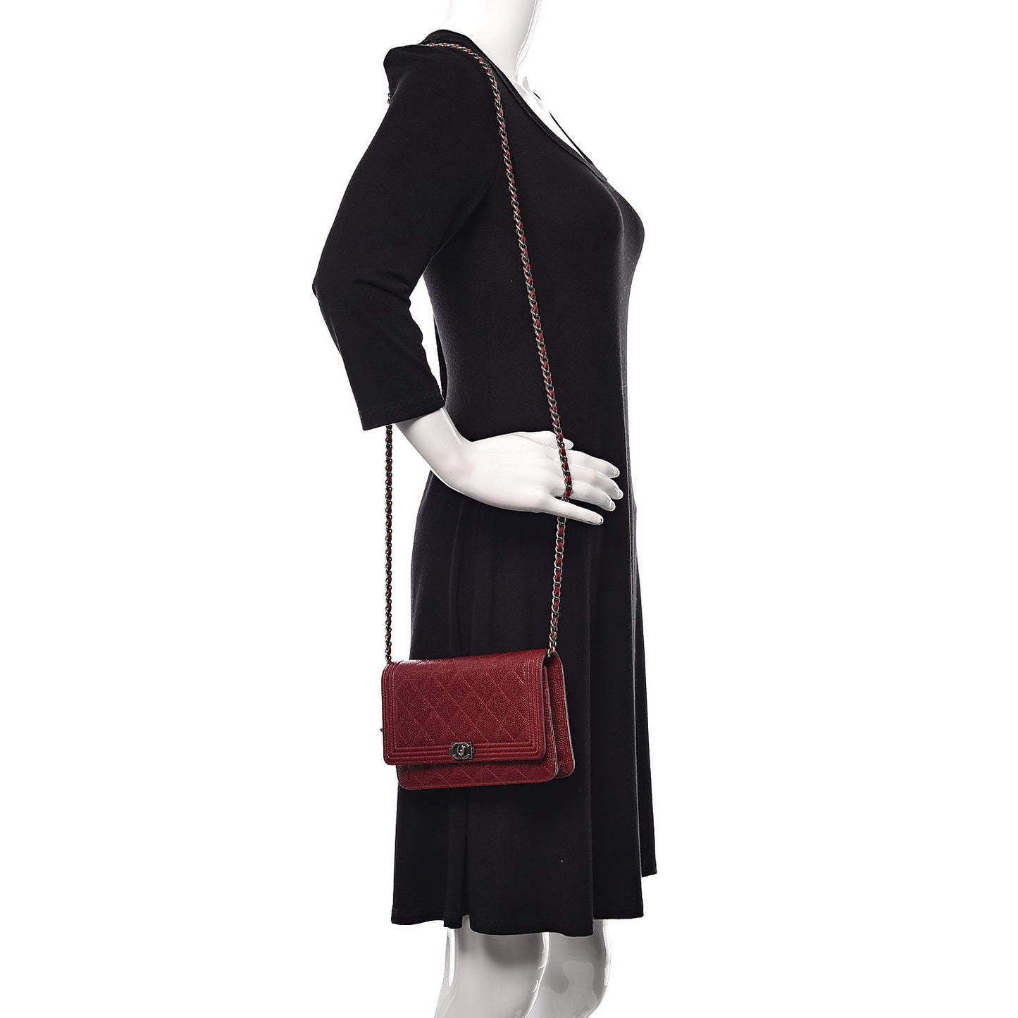 Caviar Quilted Boy Wallet On Chain WOC Red