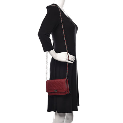 Chanel Caviar Quilted Boy Wallet On Chain WOC Red 2 of 15