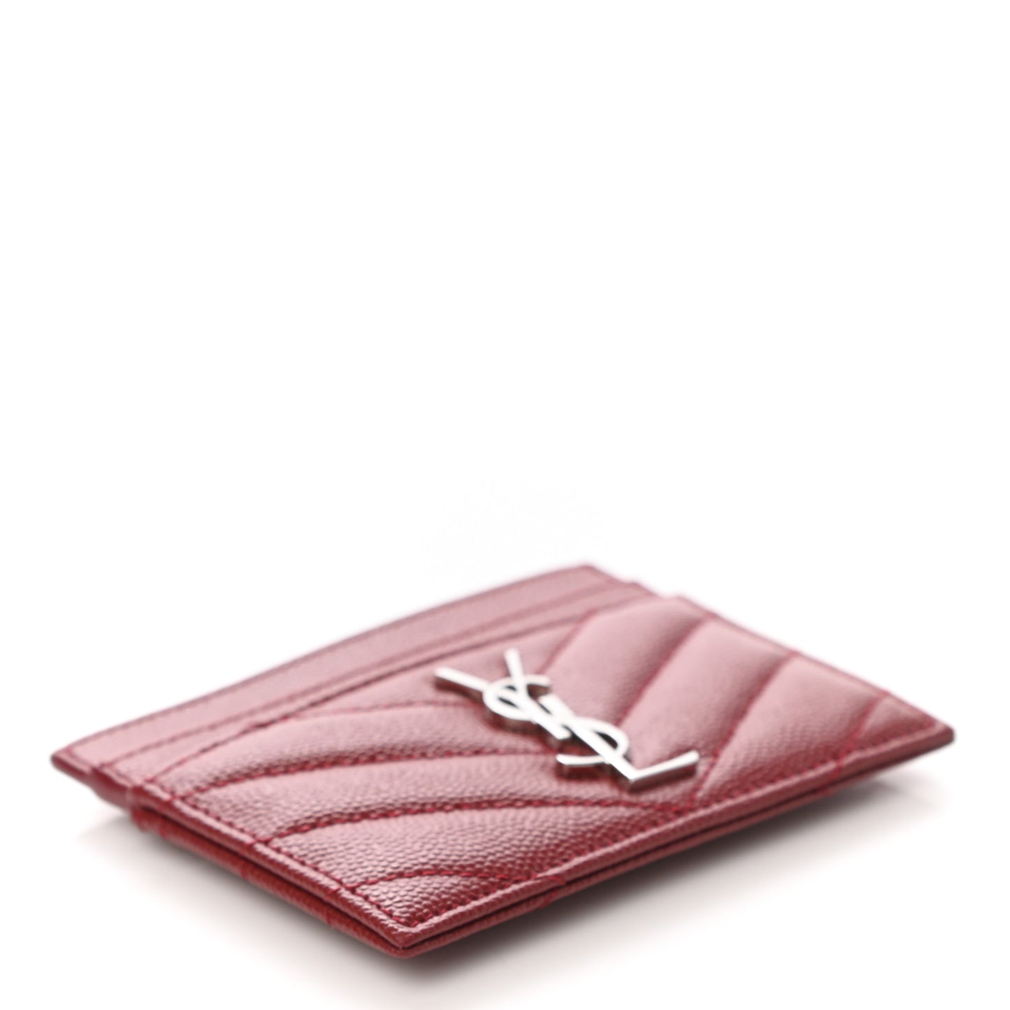 Grain De Poudre Matelasse Chevron Monogram Credit Card Case Opyum Red