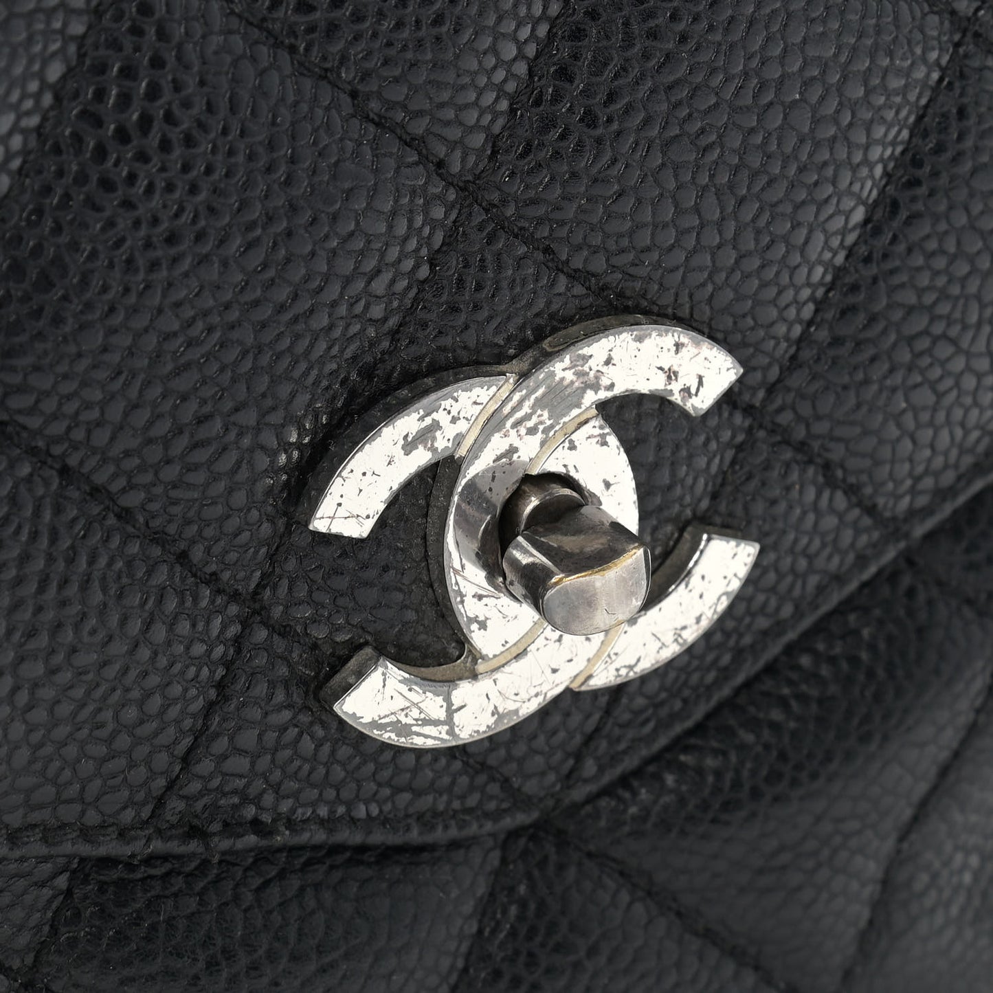 Caviar Quilted Flap Shoulder Bag Black