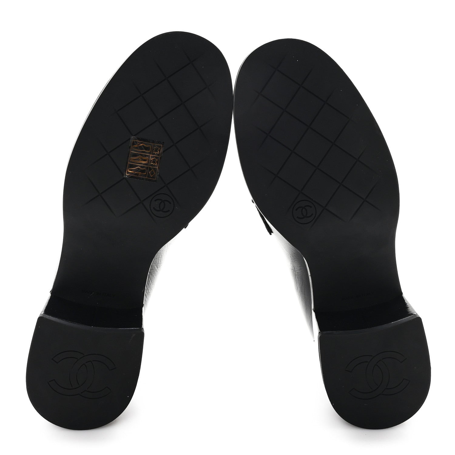 Chanel Shiny Calfskin Logo Loafers 36.5 Black 6 of 9