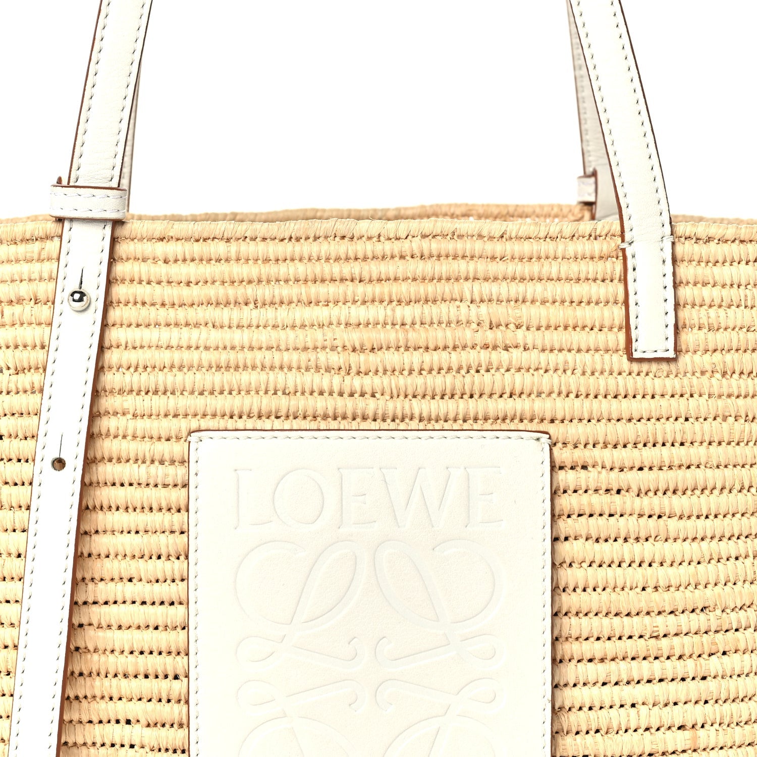 Loewe Raffia Square Small Basket Tote Bag Natural White 6 of 8