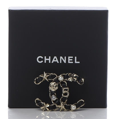 Chanel Lambskin Pearl Strass Sergeant Brooch Gold 5 of 5