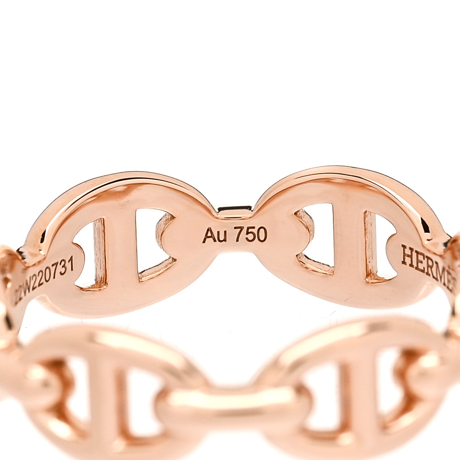 Hermes 18K Rose Gold PM Chaine D'Ancre Enchainee Ring 53 6.5 5 of 9