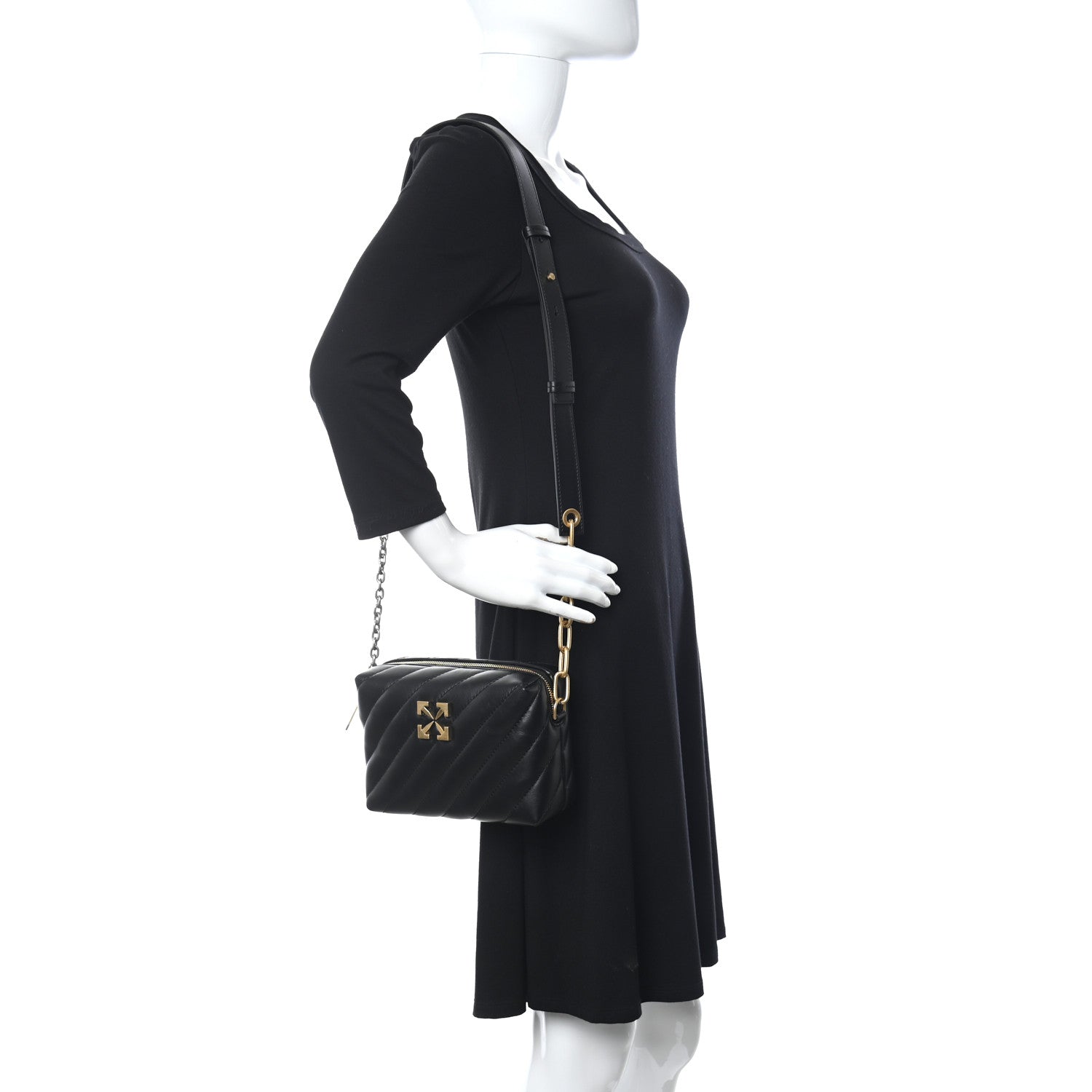 Off-White Calfskin Diagonal Quilted Jackhammer Camera Bag Black 2 of 10