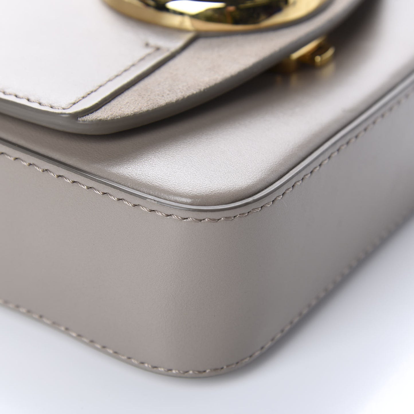 Shiny Calfskin Suede Mini C Double Carry Motty Grey