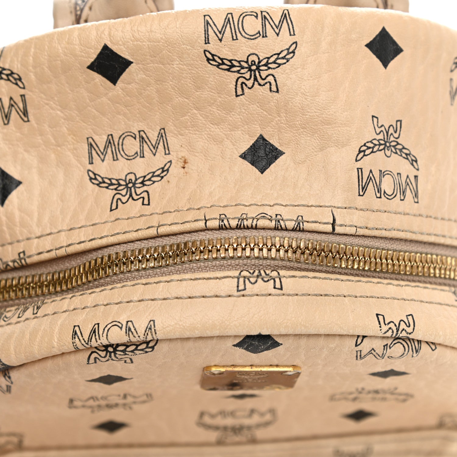 MCM Visetos Side Stud Mini Stark Backpack Beige 12 of 18