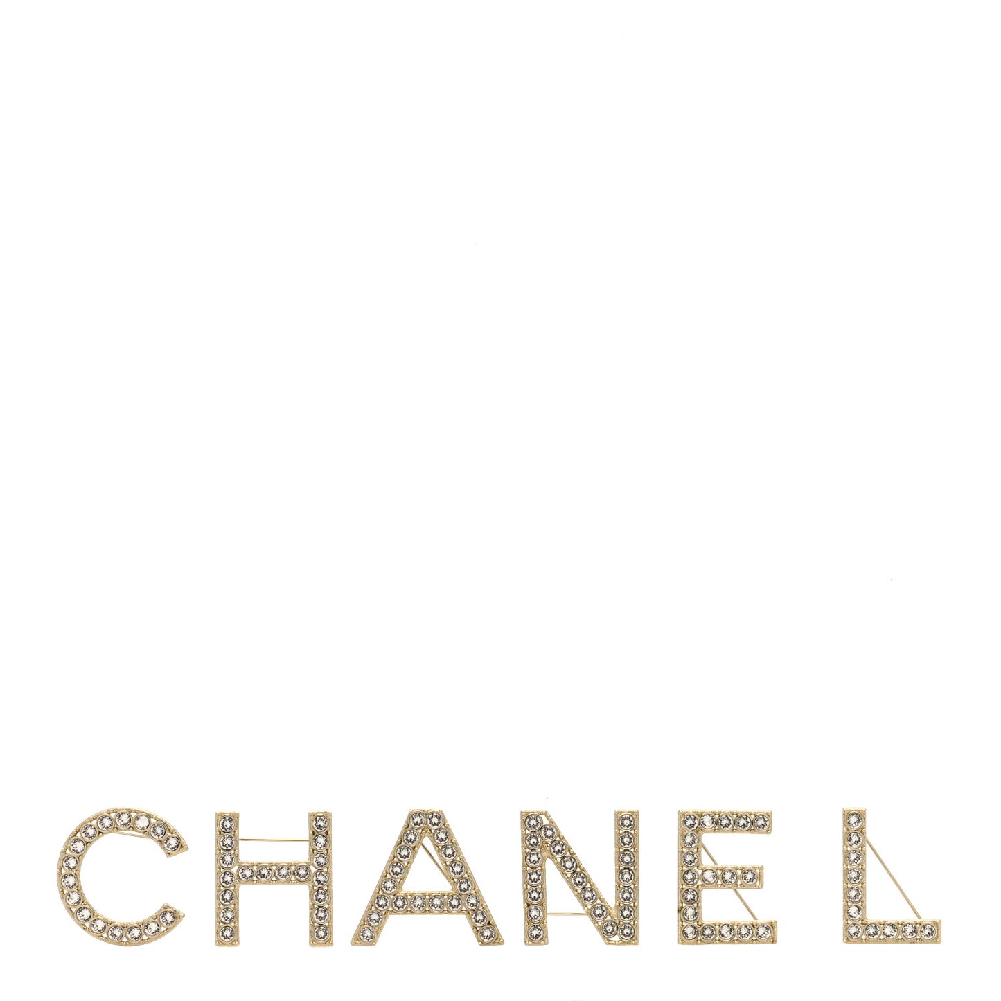 Crystal Cha-Nel Logo Brooch Set Gold