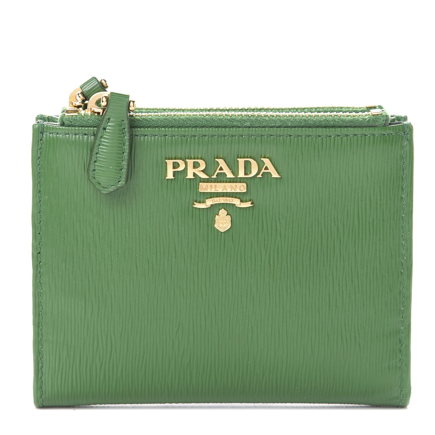 Prada Vitello Move Zip Coin Case Wallet Verde 1 of 6