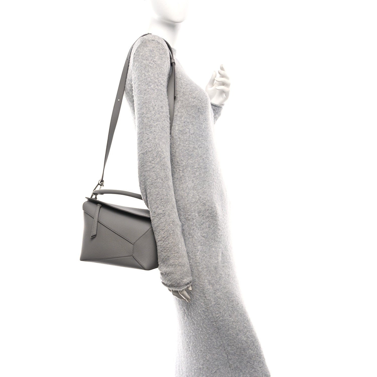 Loewe Soft Grained Calfskin Small Puzzle Edge Bag Pearl Grey 2 of 9