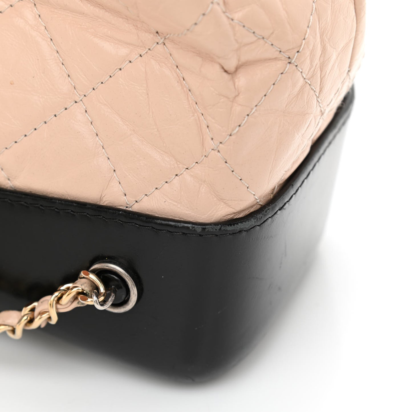 Aged Calfskin Quilted Small Gabrielle Backpack Beige Black
