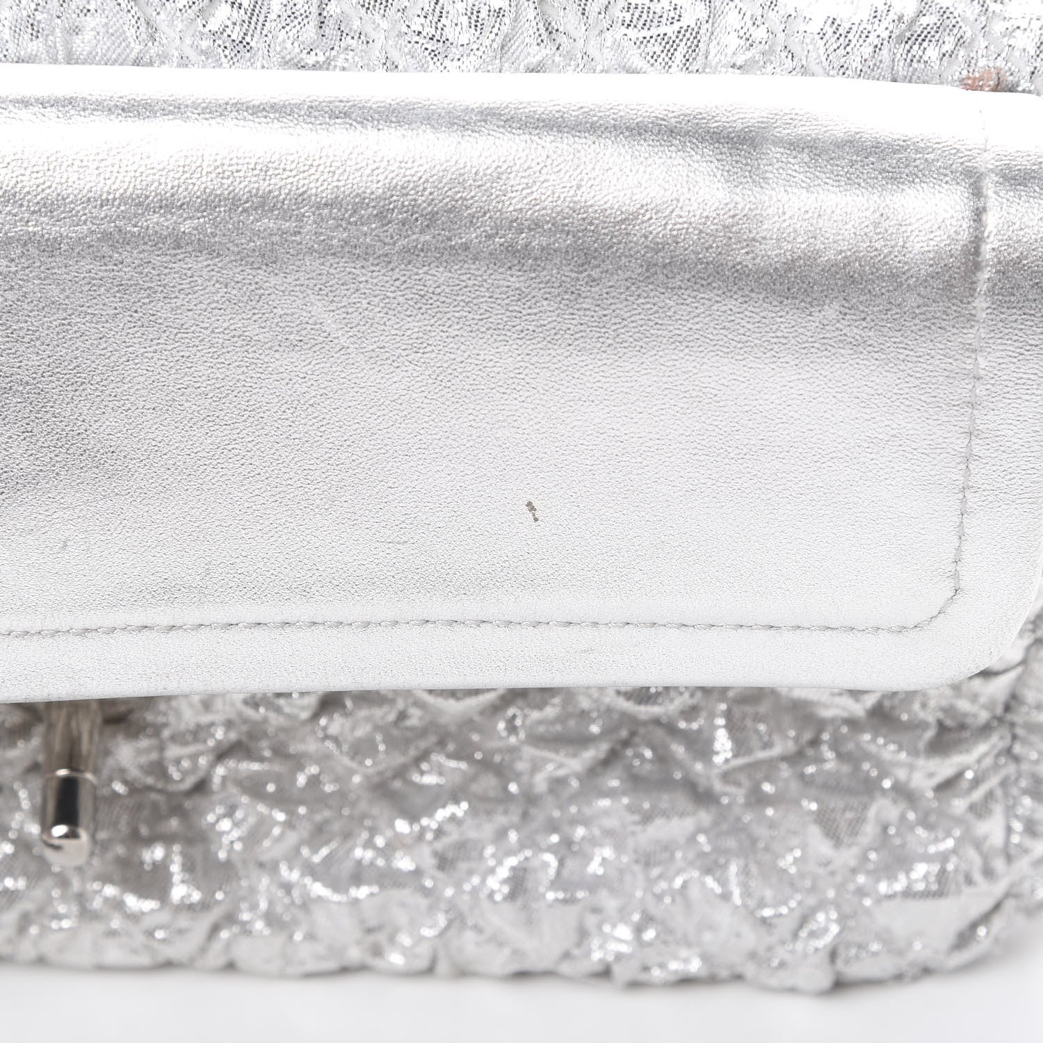 Chanel Metallic Lame Quilted Small Double Flap Silver 10 of 12