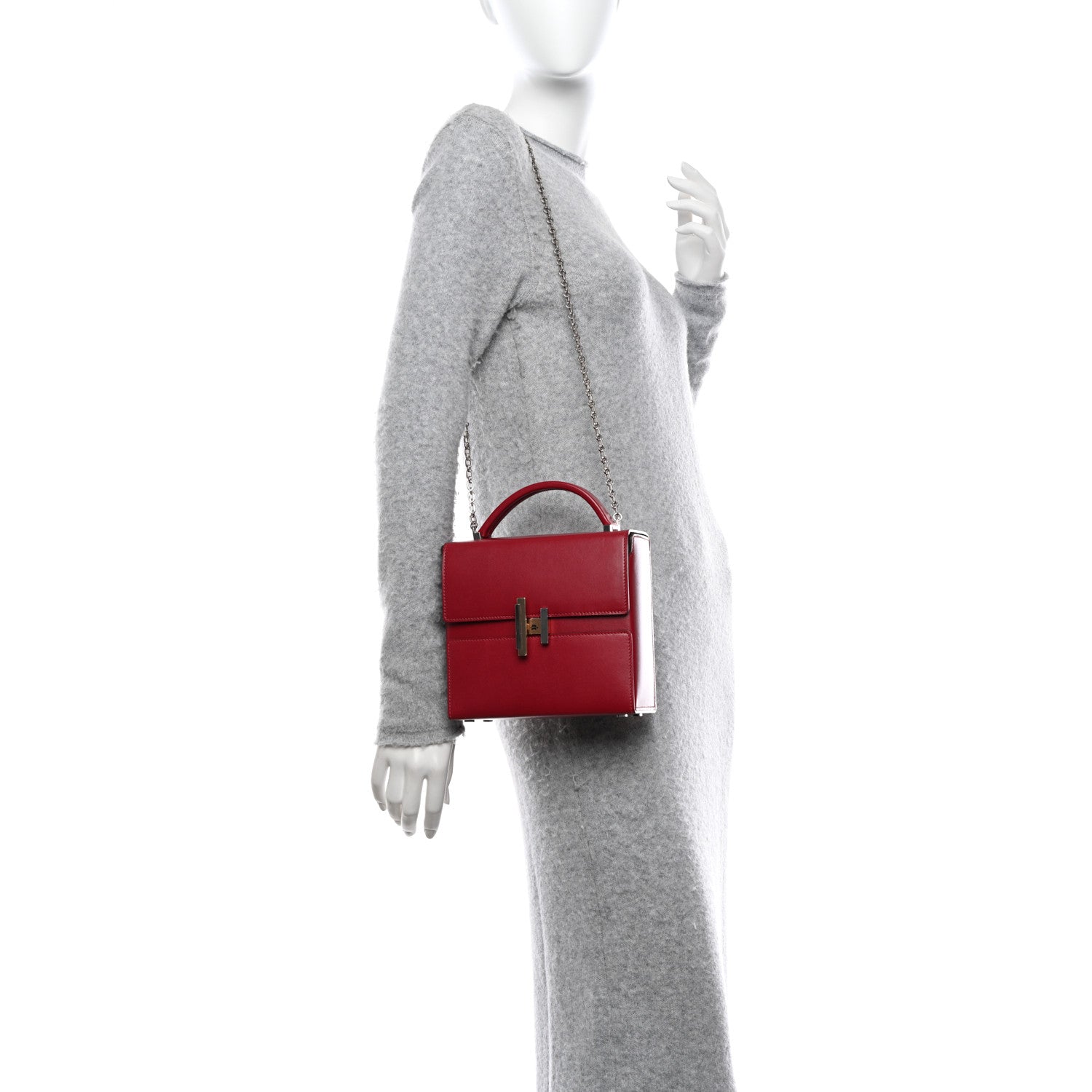 Hermes Villandry Calfskin Cinhetic Boxy Top Handle Bag Rubis 2 of 14