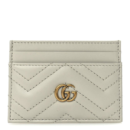 Gucci Calfskin Matelasse GG Marmont Card Holder  Light Grey 1 of 7