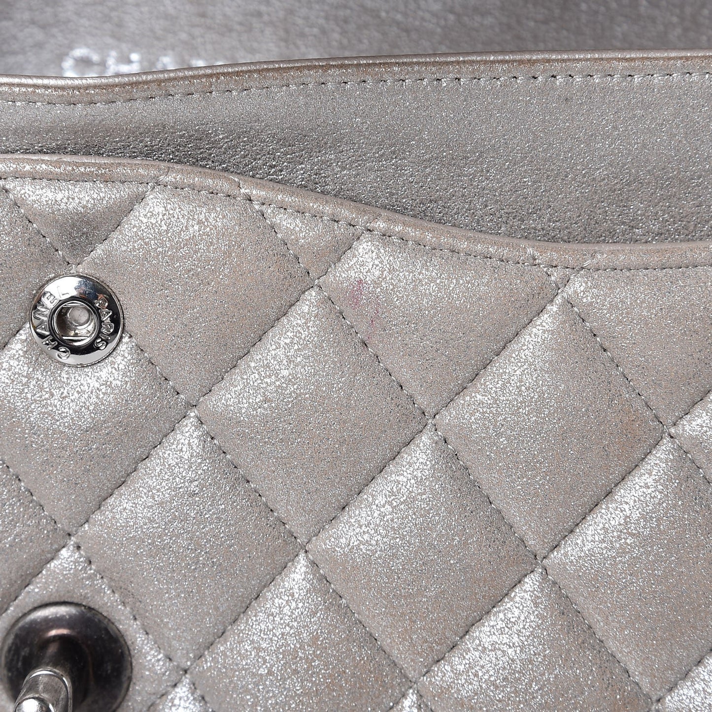 Iridescent Calfskin Medium Double Flap Light Gold