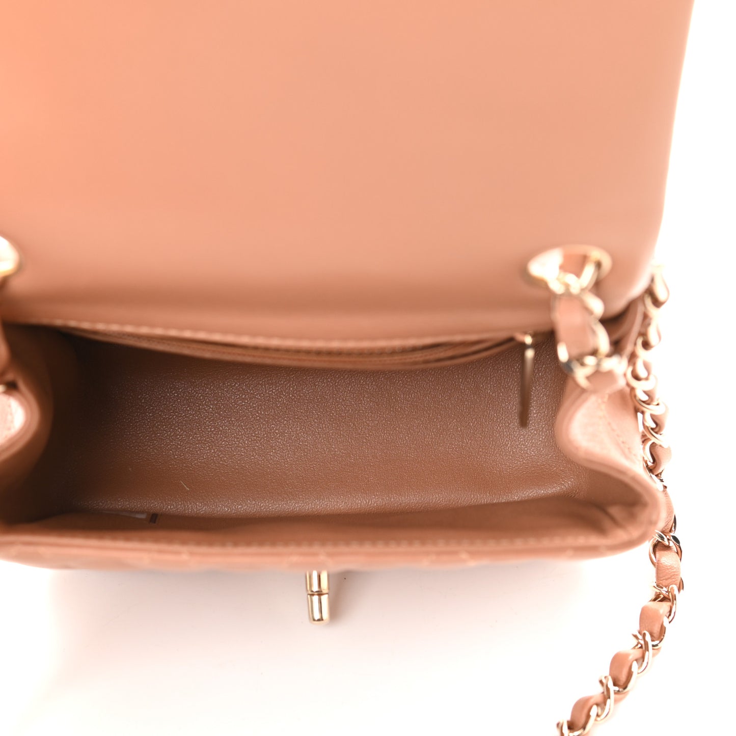 Lambskin Quilted Mini Square Flap Brown