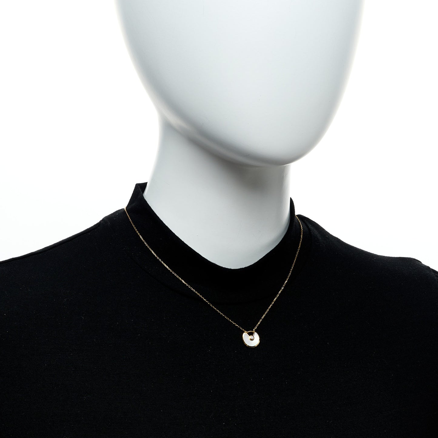 18K Yellow Gold Diamond Mother of Pearl XS Amulette de Cartier Pendant Necklace