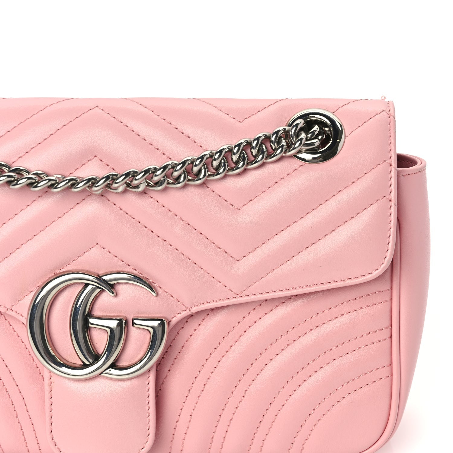 Gucci Calfskin Matelasse Small GG Marmont Shoulder Bag  Wild Rose 6 of 8
