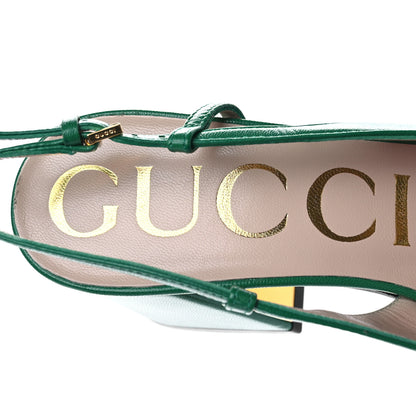 Gucci Malaga Kid Horsebit 75mm Slingback Pumps 36 New Shamarock 7 of 9