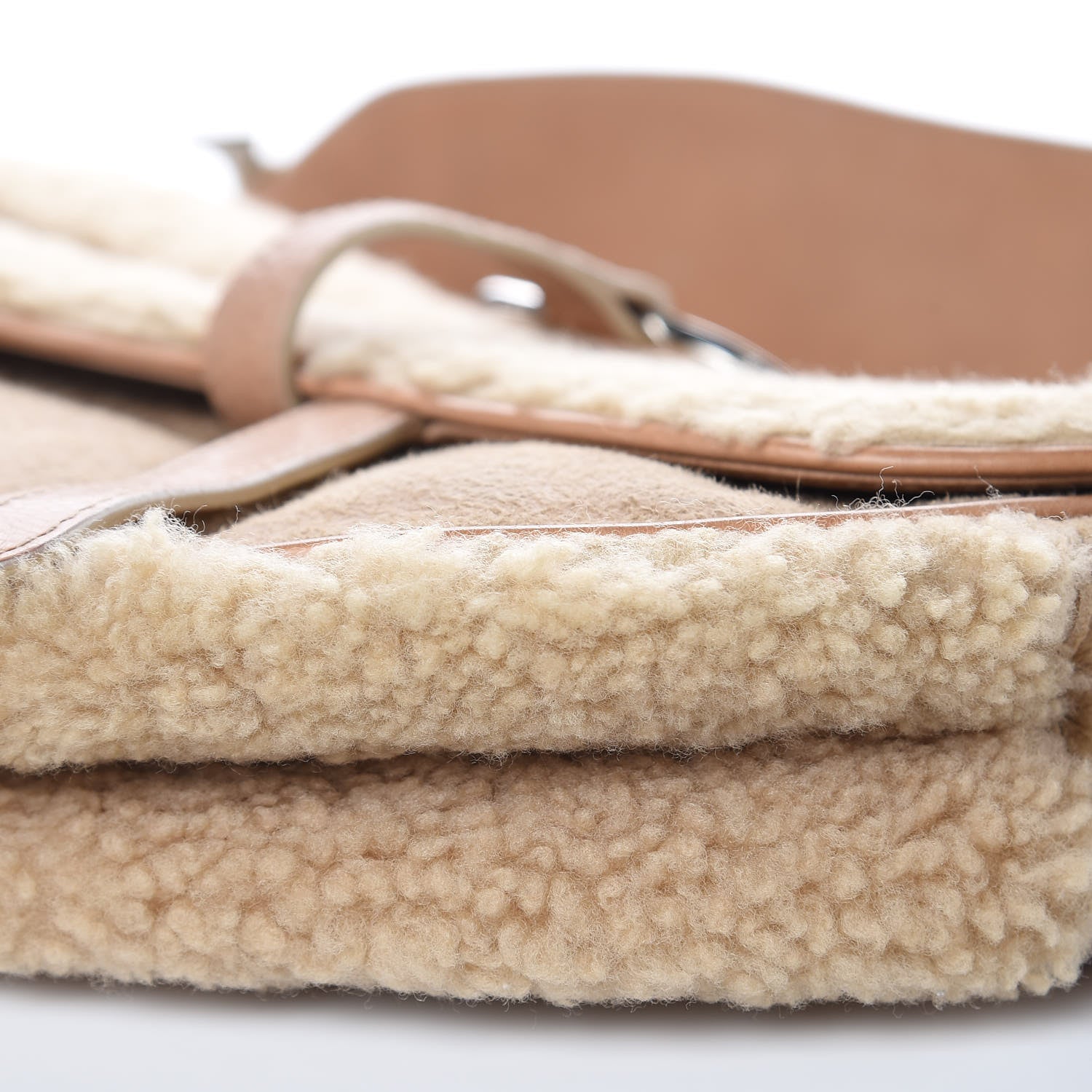 Christian Dior Shearling Flight Saddle Bag Beige 9 of 13