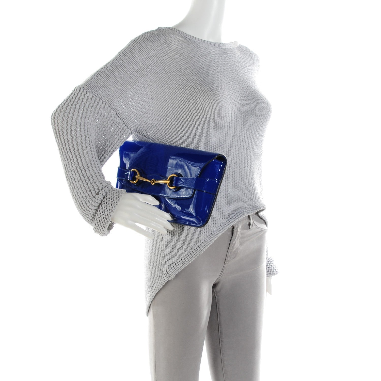 Gucci Patent Large Bright Bit Clutch Deep Zaffiro 2 of 7