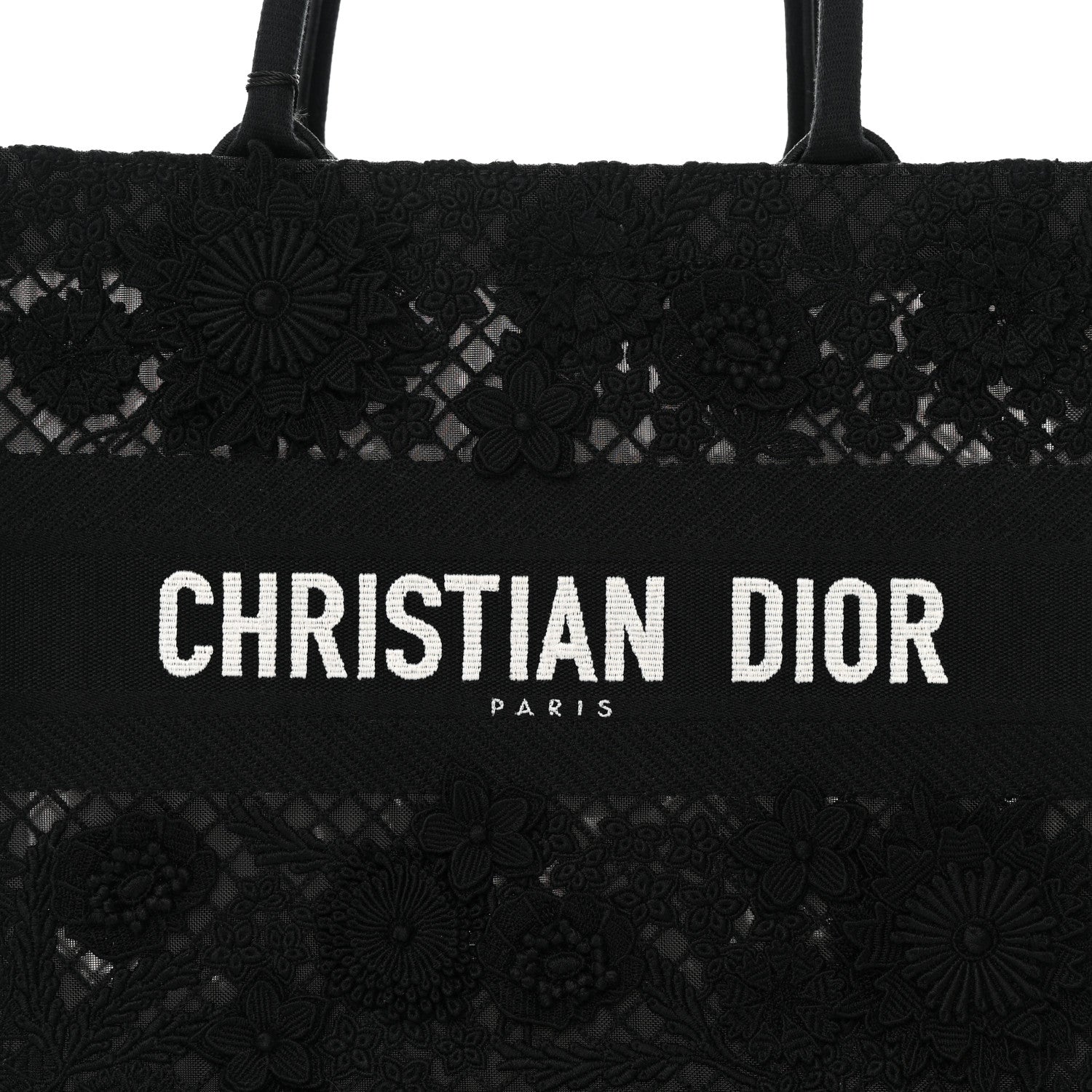 Christian Dior Embroidered 3D Macrame D-Lace Butterfly Medium Book Tote Black Multicolor 8 of 12
