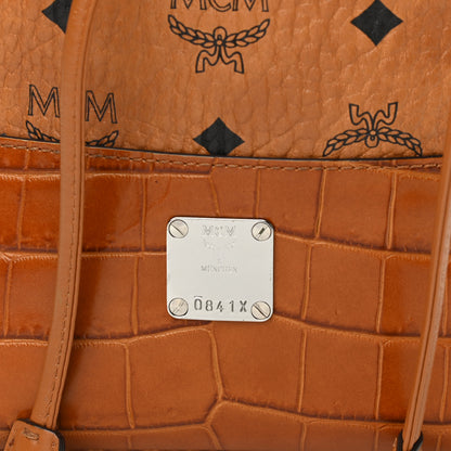 MCM Visetos Crocodile Embossed Geonautic Bucket Bag Cognac 8 of 10