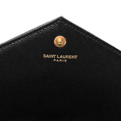 Saint Laurent Grain De Poudre Matelasse Chevron Monogram Chain Wallet Black 7 of 12