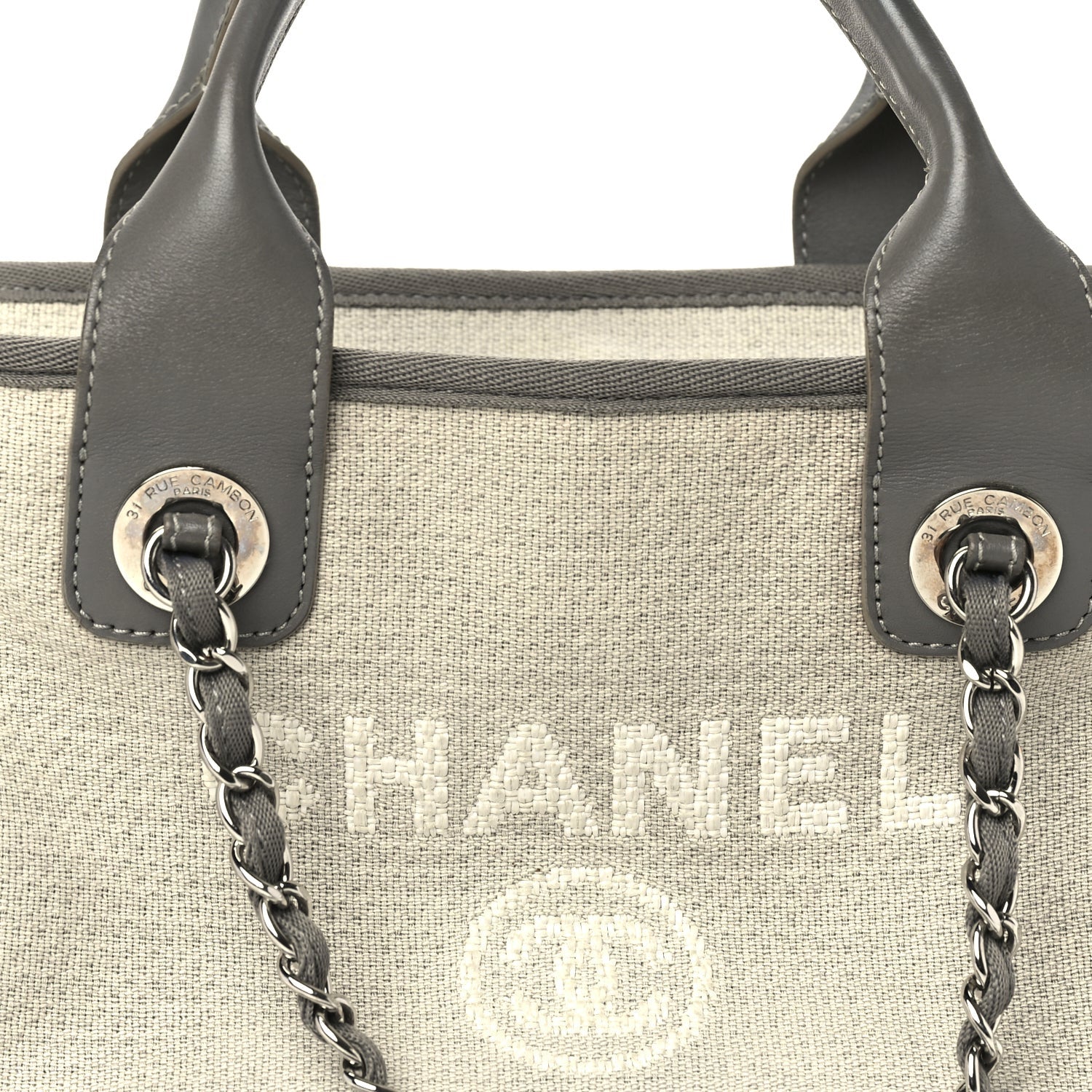 Chanel Canvas Deauville Bowling Bag Ecru Ecru 7 of 9