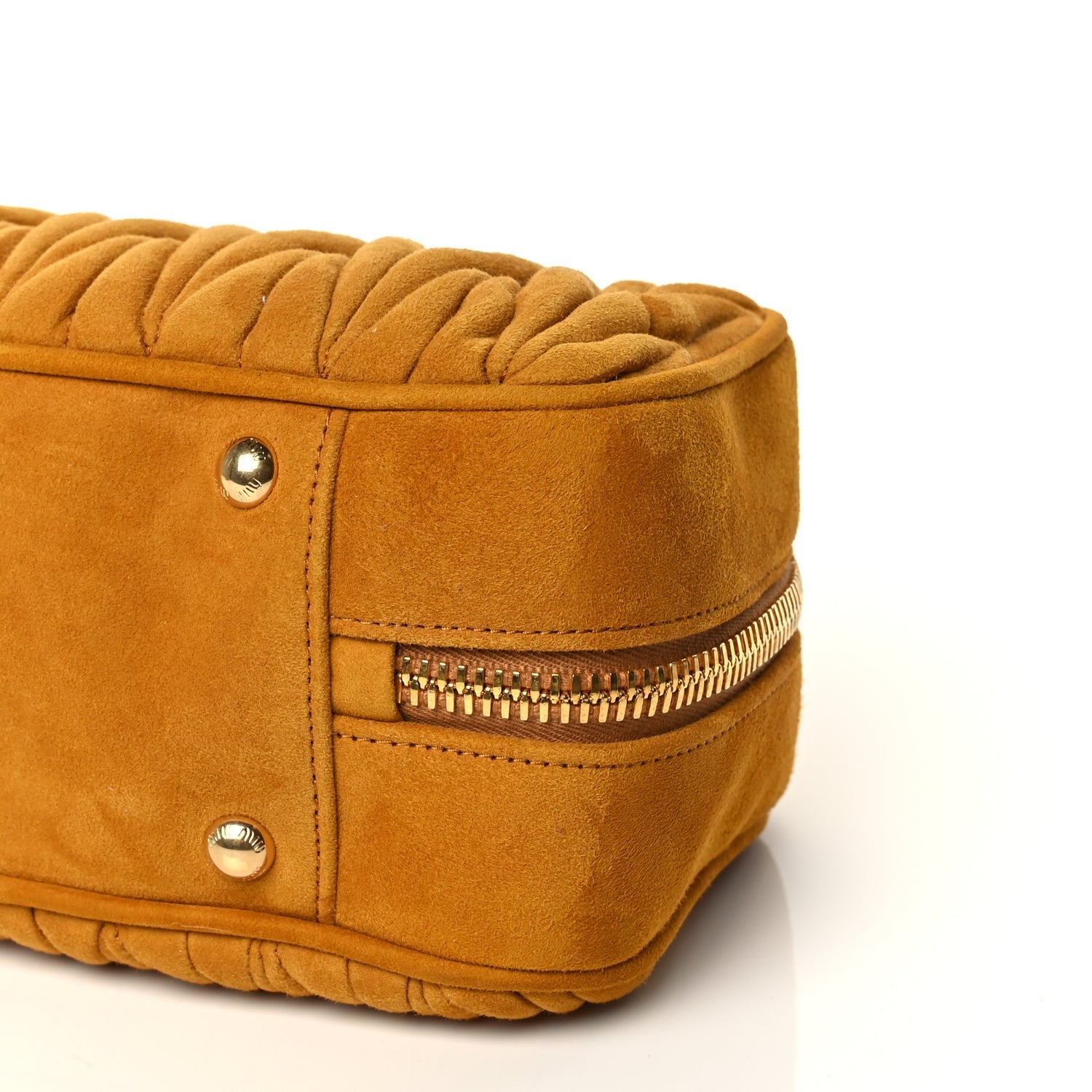 Miu Miu Suede Matelasse Large Arcadie Top Handle Bag Whiskey 9 of 9