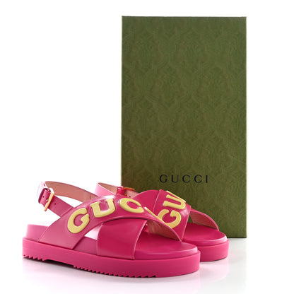 Gucci Calfskin Elizabeth Nappa Charlotte Logo Slingback Sandals 37.5 Fancy Fuchsia 13 of 13