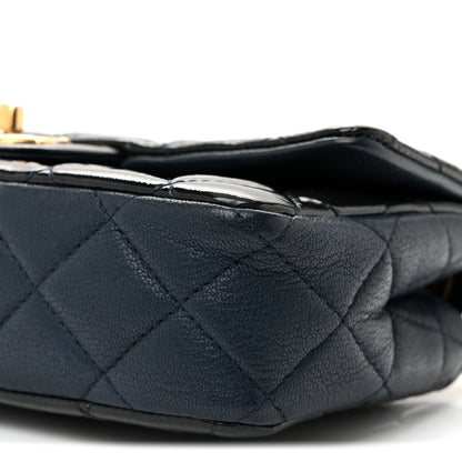 Chanel Patent Goatskin Quilted Medium CC Eyelet Flap Blue 10 of 10