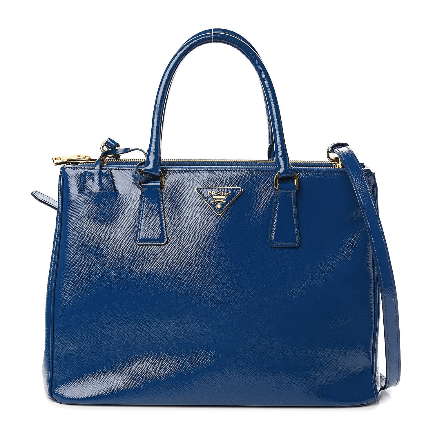 Prada Saffiano Vernice Medium Galleria Double Zip Tote Ottanio 1 of 16