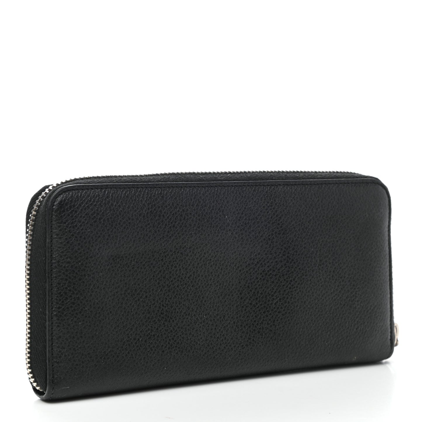 Grained Calfskin Rive Gauche Zip Around Wallet Black